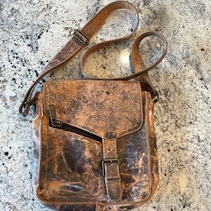 Bed Stu Venice Beach Buckle Weathered Leather Crossbody Bag tan lux